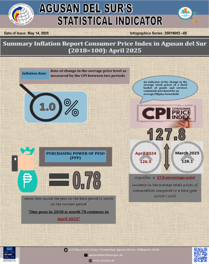 Summary Inflation Report Consumer Price Index in Agusan del Sur (2018=100) April 2025