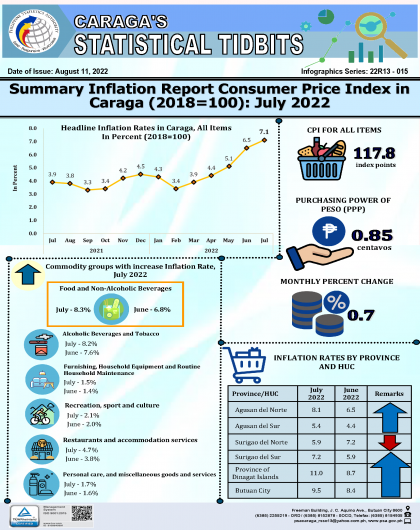 Summary Inflation Report Consumer Price Index in Caraga (2018=100) July 2022