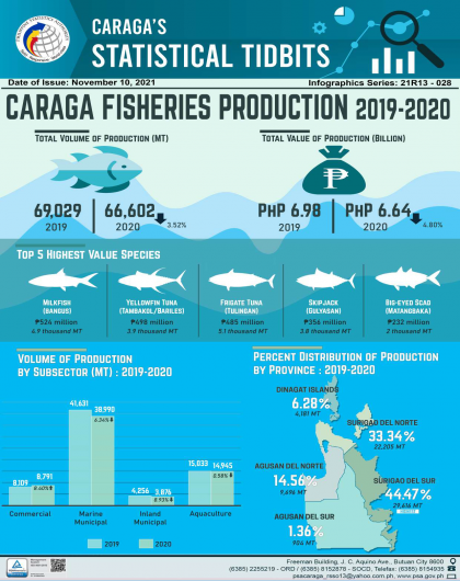 Caraga Fisheries Production in 2019-2020