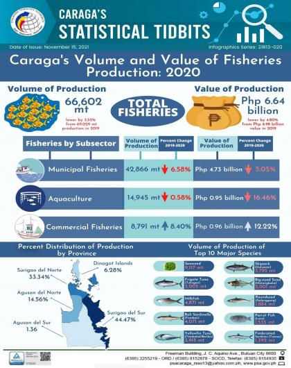 Caraga's Volume and Value of Fisheries Production: 2020