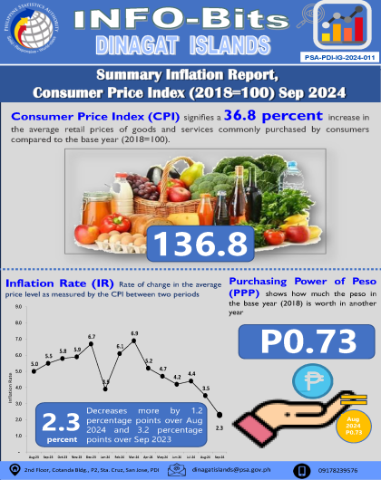 Summary Inflation Report Consumer Price Index for Dinagat Islands (2018=100)  September 2024