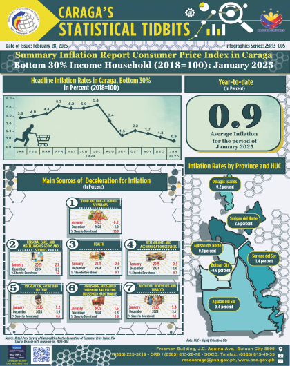 RSSO - Summary Inflation Report Consumer Price Index in Caraga Bottom 30% Household (2018=100): January 2025